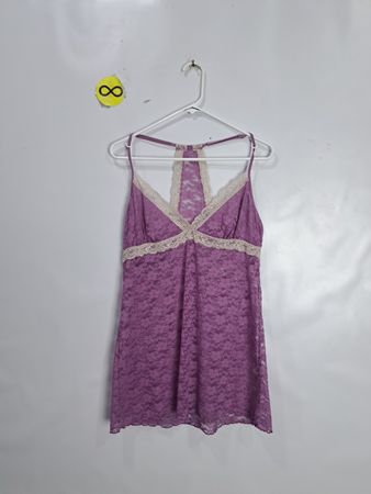 COSMOPOLITAN Purple Lace Cami with Cream Lace Trim