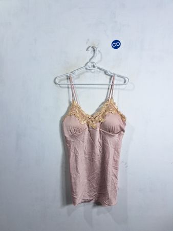 Pink Cami with Lace Trim