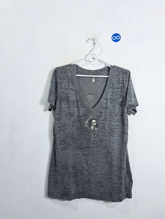 Sickboy Motorcycles Grey T-Shirt with Skull and Cross Graphic