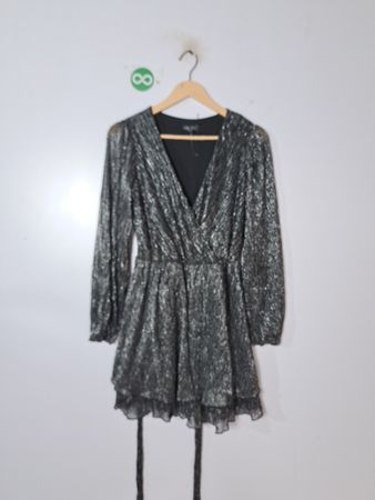 Lily Rose Black Metallic Wrap Dress