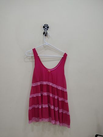 Cosmopolitan fearless female Pink Lace Trim Tank Top