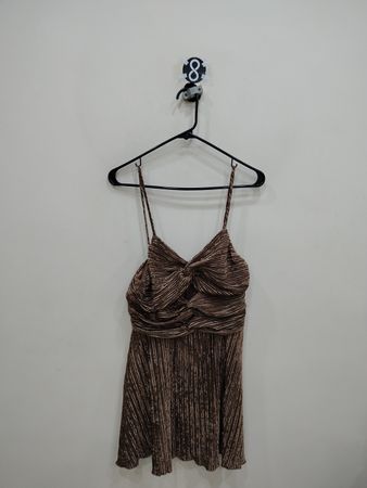 STORIA Brown Ruched Bow Front Dress