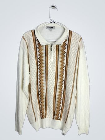 Stacy Adams Men's 1/4 Zip Sweater with Geometric Pattern