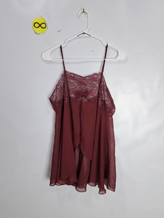 EASY SOLUTION Burgundy Lace Trim Babydoll XL/TG