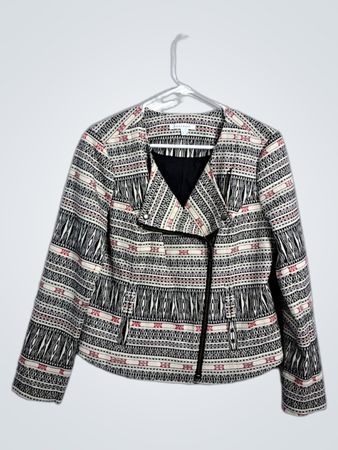 FOXCROFT Women's Geometric Print Moto Jacket