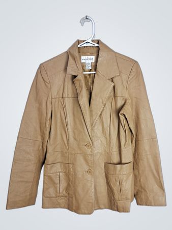 Newport News Women's Tan Leather Blazer Size 10