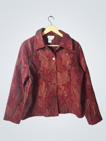 Coldwater Creek Women's Red Floral Print Blazer