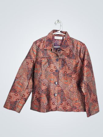 BROWNSTONE STUDIO Women's Ornate Pattern Button-Up Blazer