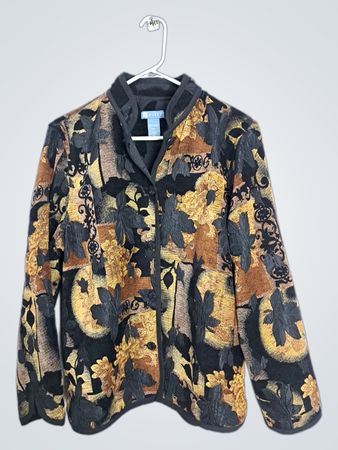 KORET Women's Black Floral Print Jacket Size 12