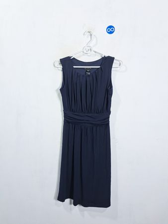 Enfocus Studio Navy Sleeveless Ruched Waist Dress