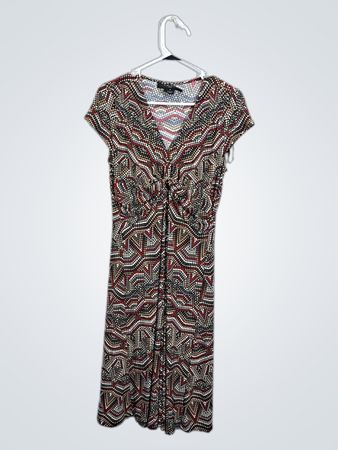 Nine West Printed Short Sleeve Midi Dress