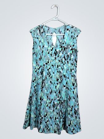 Sleeveless Geometric Print Dress with Keyhole Back