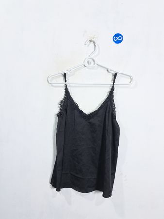 Divided Black Lace Trim Cami