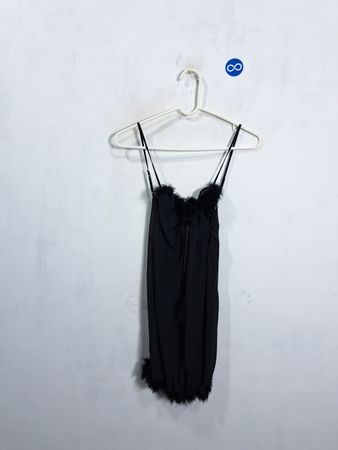 Holiday Editions Black Slip with Fur Trim