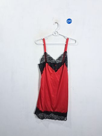 Avon Red Lace Trim Slip