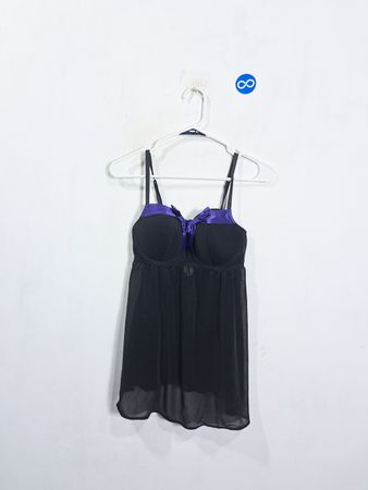 Perfectly Me Black & Purple Sheer Babydoll Lingerie