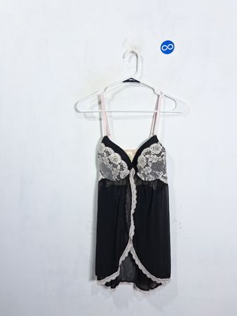 Jessica Simpson Black Lace Trim Babydoll Lingerie