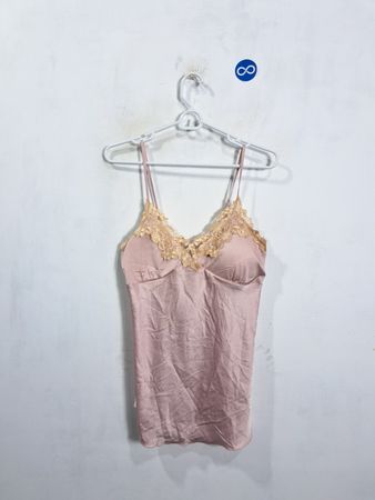 Pink Cami Top with Lace Trim