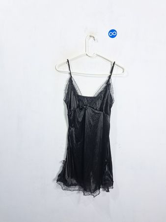 Black lace trim slip dress