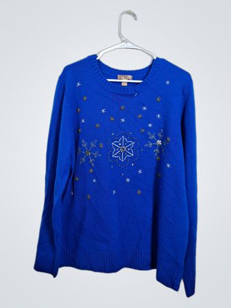 White Stag Blue Snowflake Sweater