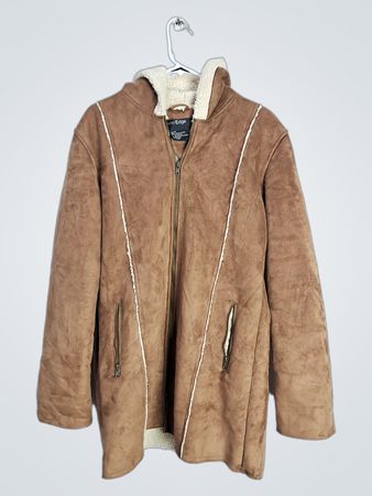 OuterEdge Brown Suede Sherpa Lined Hooded Jacket