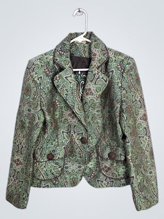 Green Paisley Print Blazer