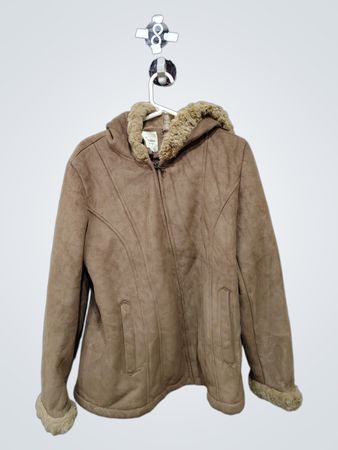 Sonoma Women's Brown Faux Suede Fur Lined Hooded Jacket
