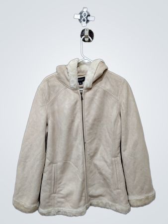 Sonoma Life+Style Beige Faux Suede & Sherpa Lined Hooded Jacket