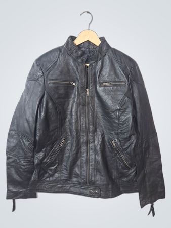 Real Leather Garments Black Leather Jacket XL