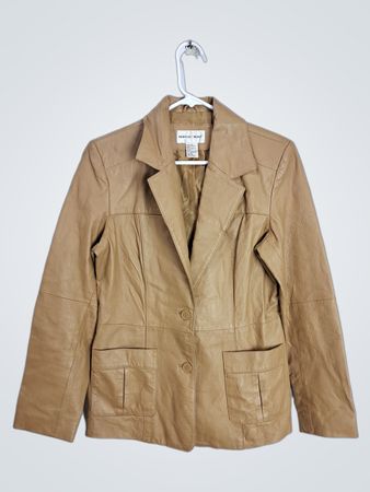 Newport News Women's Tan Leather Blazer Size 10