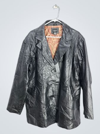 George Woman Black Leather Blazer