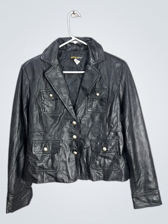 METROSTYLE Women's Black Leather Jacket