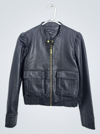 Moda International schwarze Leder Bomberjacke