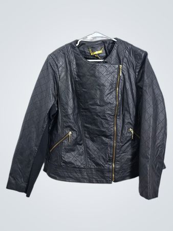 IMAN Quilted Faux Leather Moto Jacket