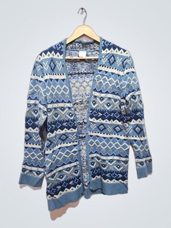 BLAIR 100% Acrylic Blue Patterned Cardigan