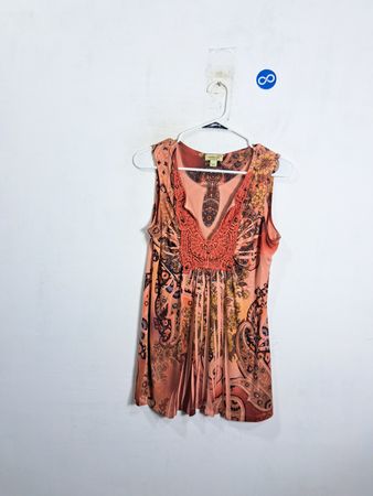oneworld Ärmelloses Paisley-Print Häkel-V-Ausschnitt-Top