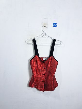 SOSTANZA Red Floral Jacquard Corset Top