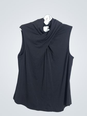 Schwarzes ärmelloses Oberteil mit Mock Neck und Schlüsselrücken