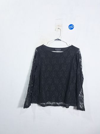 DIALOGUE THE NEW LANGUAGE OF STYLE Black Lace Long Sleeve Top