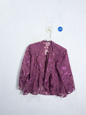 Veste transparente en perles florales violettes Karen Miller New York Taille 8