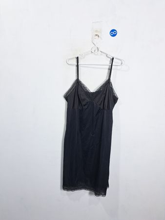Black Lace Trim Slip Dress