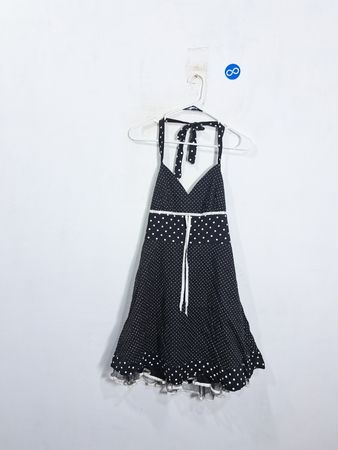 FINESSE Black and White Polka Dot Halter Dress