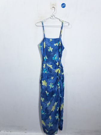 HUGO BUSCATI COLLECTION Blue Floral Print Midi Dress