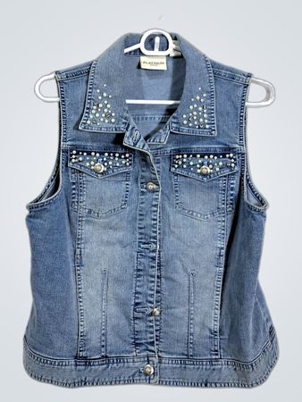 Chico's Platinum Gilet en Jean Femme Embelli
