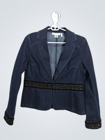 Nine West Petite Denim-Blazer mit Verzierung