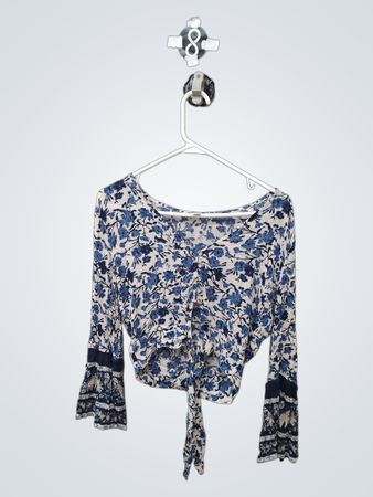 Blouse à imprimé floral avec nœud avant American Eagle Outfitters