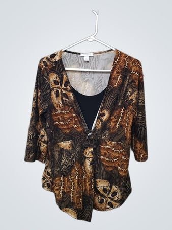 Dressbarn Damen Bedruckte Langarm-Oberteil