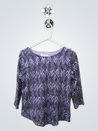 Alfred Dunner Haut à manches longues à motif violet pour femmes