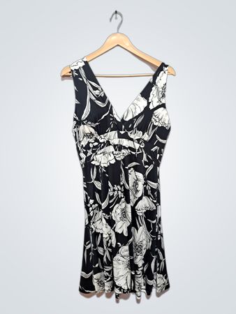 Nani Kai Fashion Hawaii Black & White Floral Dress
