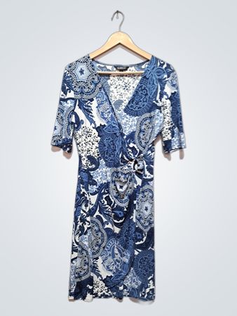 GLAMOUR Robe portefeuille à imprimé paisley bleu